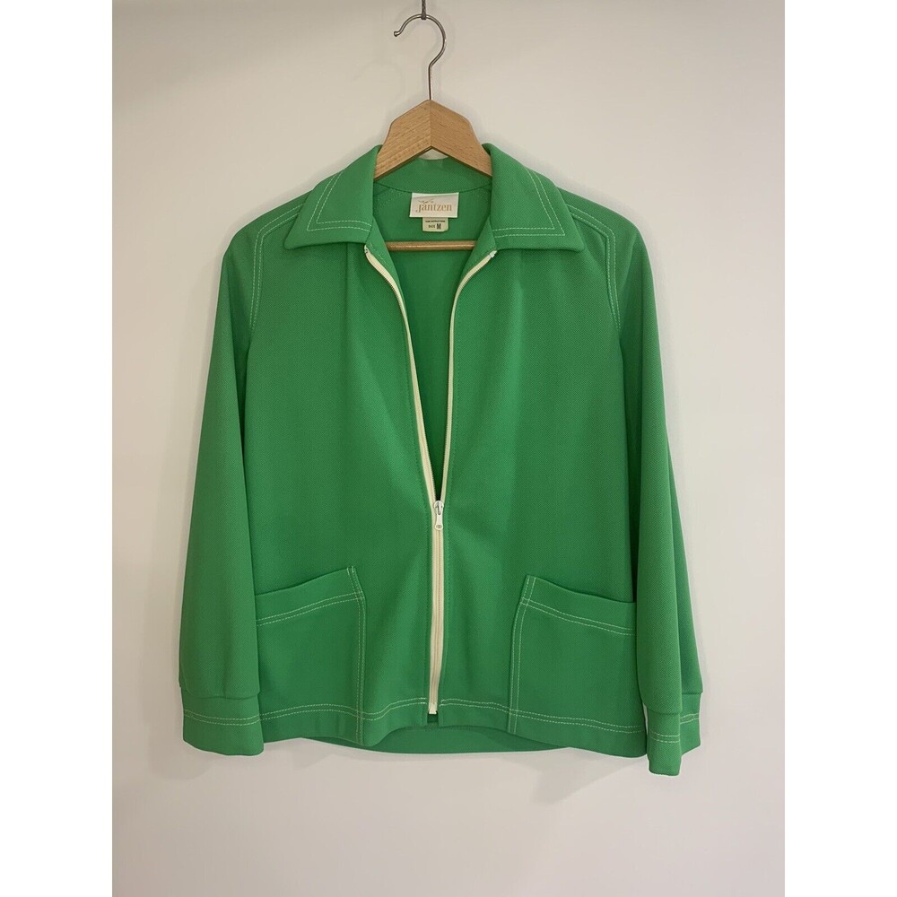 Vintage Jantzen Green Zip-Up Sweater Jacket Women's M